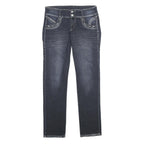 HUMOX JEANS Womens Regular Fit Blue Denim Jeans W28 L34 Embroidered Pocket