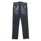 HUMOX JEANS Womens Regular Fit Blue Denim Jeans W28 L34 Embroidered Pocket