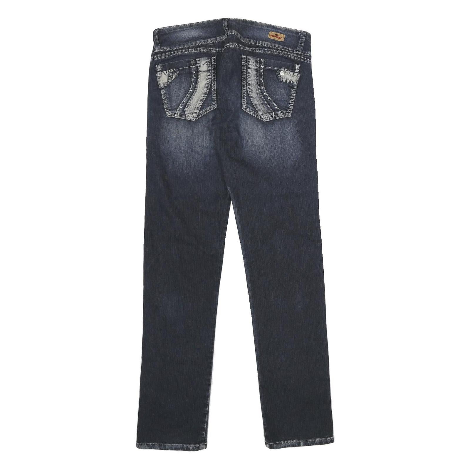 HUMOX JEANS Womens Regular Fit Blue Denim Jeans W28 L34 Embroidered Pocket