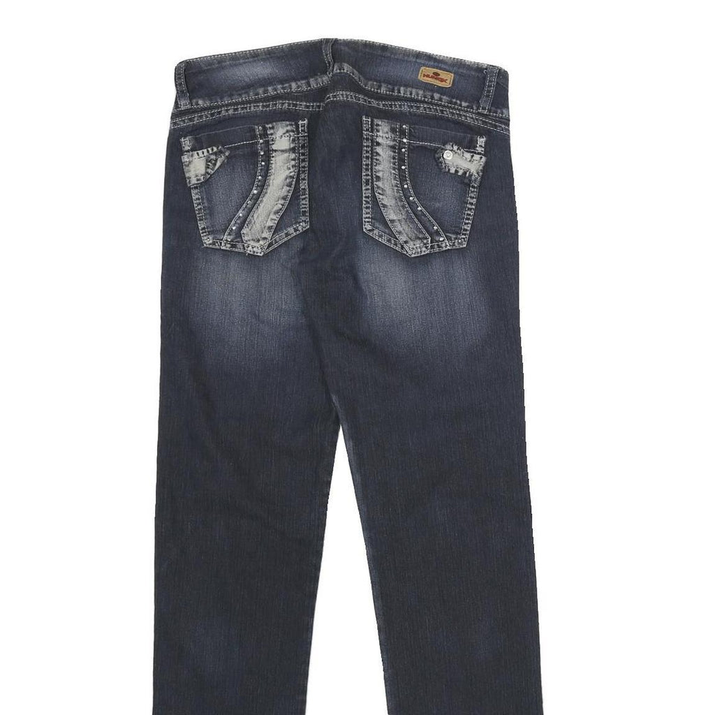 HUMOX JEANS Womens Regular Fit Blue Denim Jeans W28 L34 Embroidered Pocket