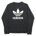 ADIDAS Womens Black Sweatshirt Crew Neck UK 18 Cotton Blend Logo Pullover