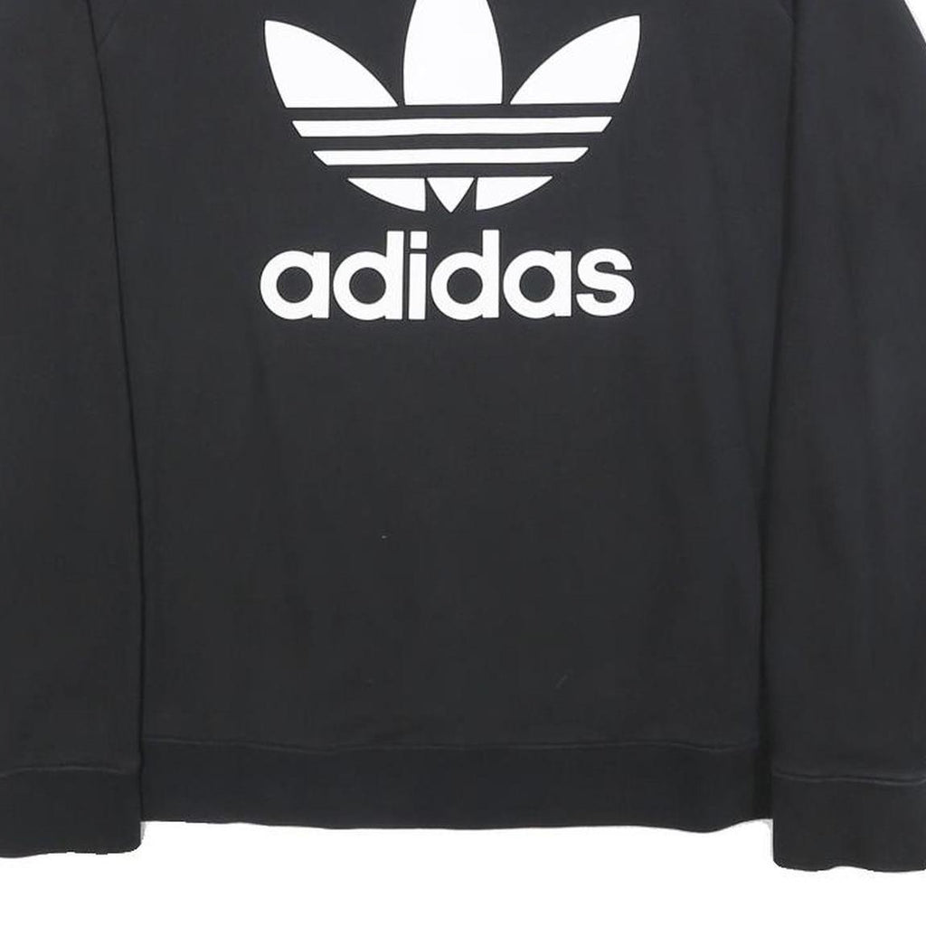 ADIDAS Womens Black Sweatshirt Crew Neck UK 18 Cotton Blend Logo Pullover