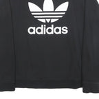 ADIDAS Womens Black Sweatshirt Crew Neck UK 18 Cotton Blend Logo Pullover