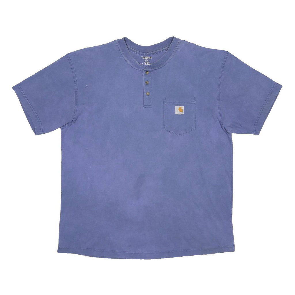 CARHARTT Mens Blue Henley T-Shirt XL Short Sleeve Crew Neck Workwear