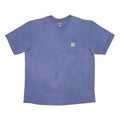 CARHARTT Mens Blue Henley T-Shirt XL Short Sleeve Crew Neck Workwear