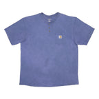 CARHARTT Mens Blue Henley T-Shirt XL Short Sleeve Crew Neck Workwear