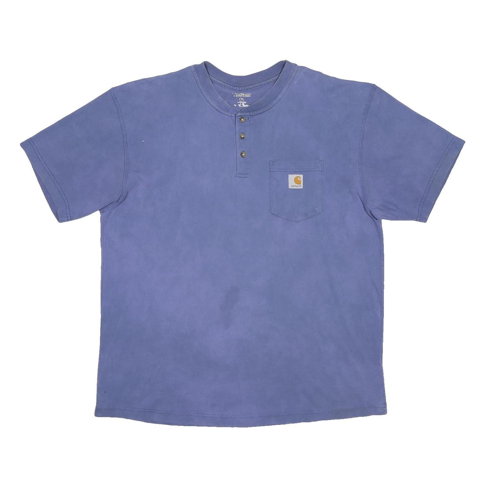 CARHARTT Mens Blue Henley T-Shirt XL Short Sleeve Crew Neck Workwear