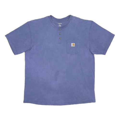 CARHARTT Mens Blue Henley T-Shirt XL Short Sleeve Crew Neck Workwear