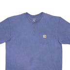 CARHARTT Mens Blue Henley T-Shirt XL Short Sleeve Crew Neck Workwear
