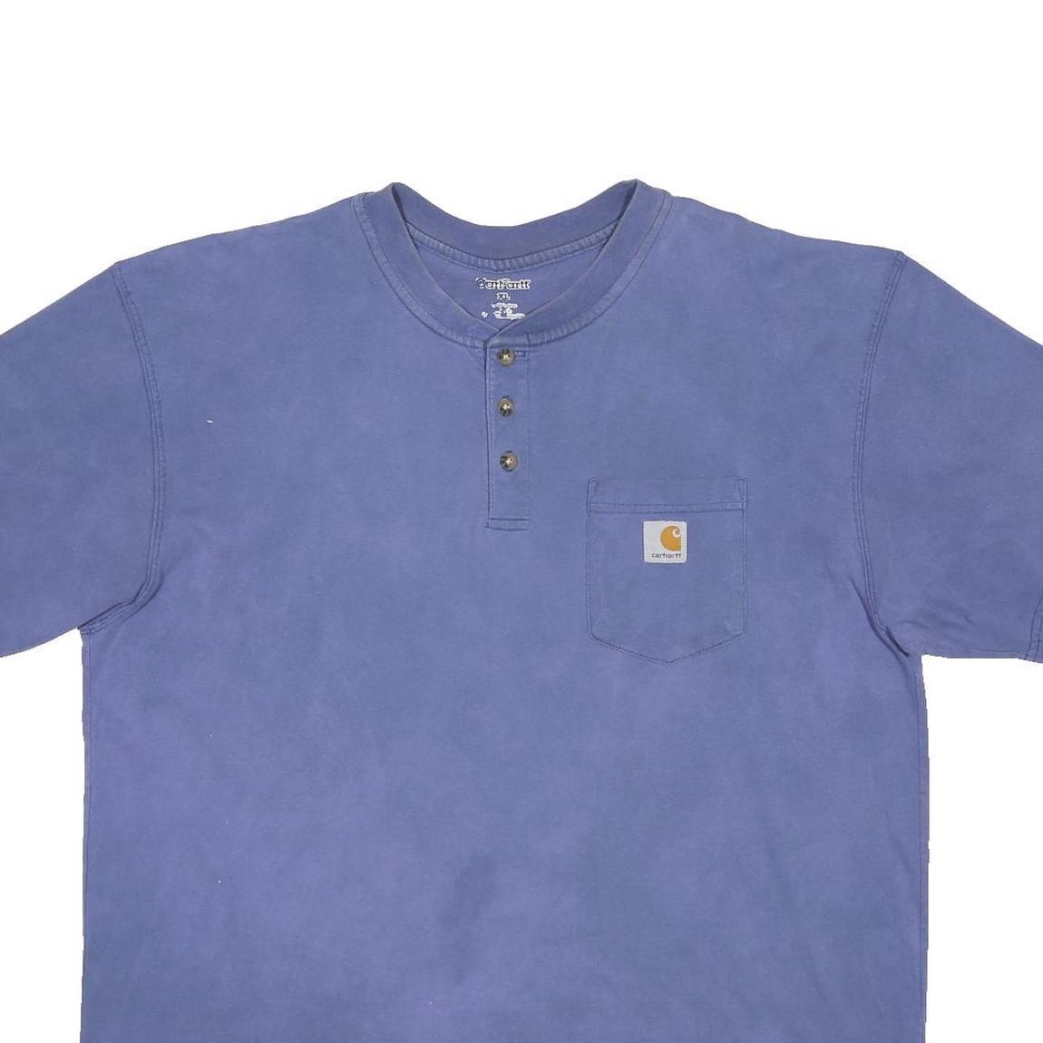 CARHARTT Mens Blue Henley T-Shirt XL Short Sleeve Crew Neck Workwear