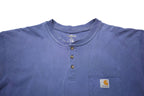 CARHARTT Mens Blue Henley T-Shirt XL Short Sleeve Crew Neck Workwear