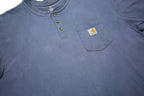 CARHARTT Mens Blue Henley T-Shirt XL Short Sleeve Crew Neck Workwear