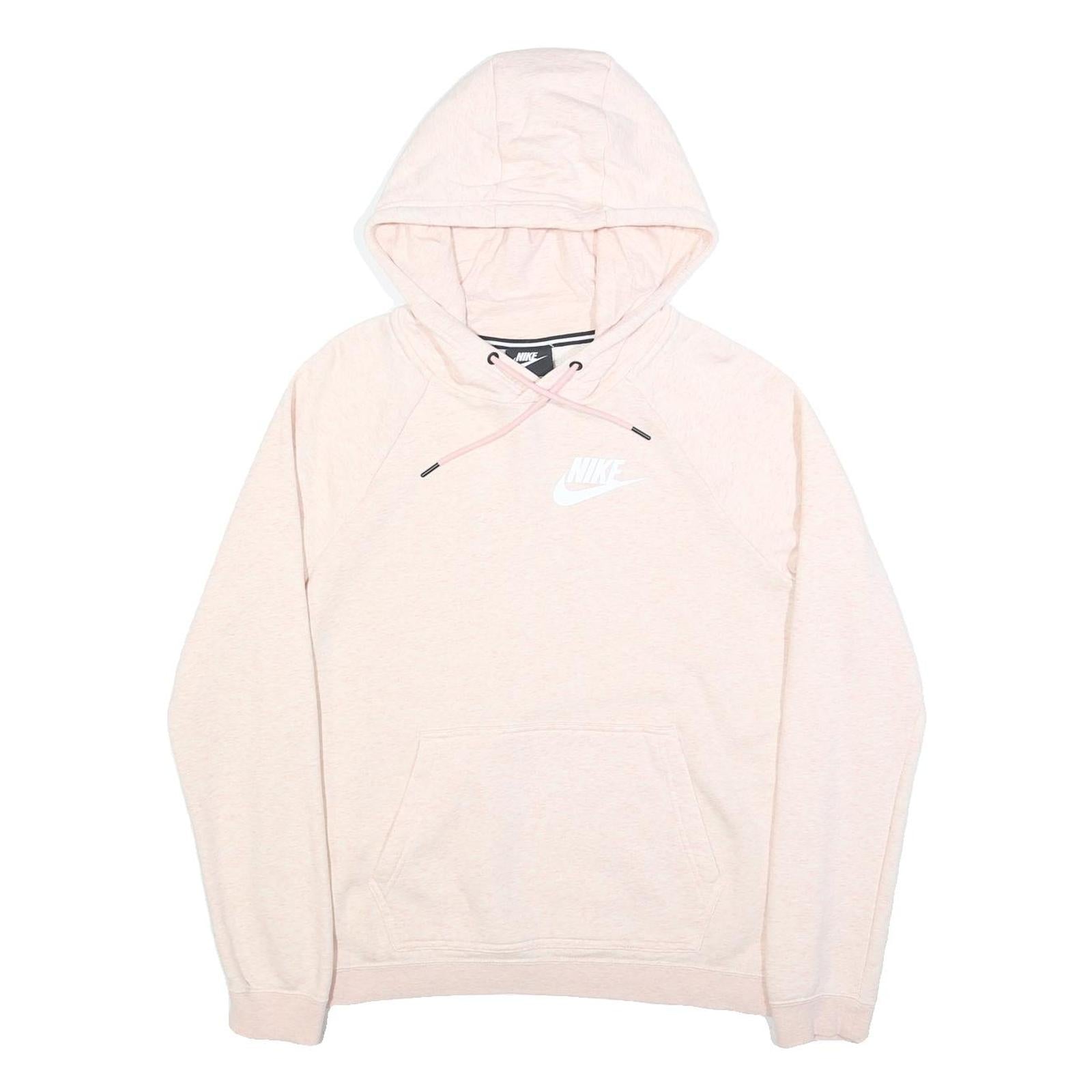 NIKE Womens Pink Hoodie M Cotton Blend Pullover Sports Casual Sweatshirt