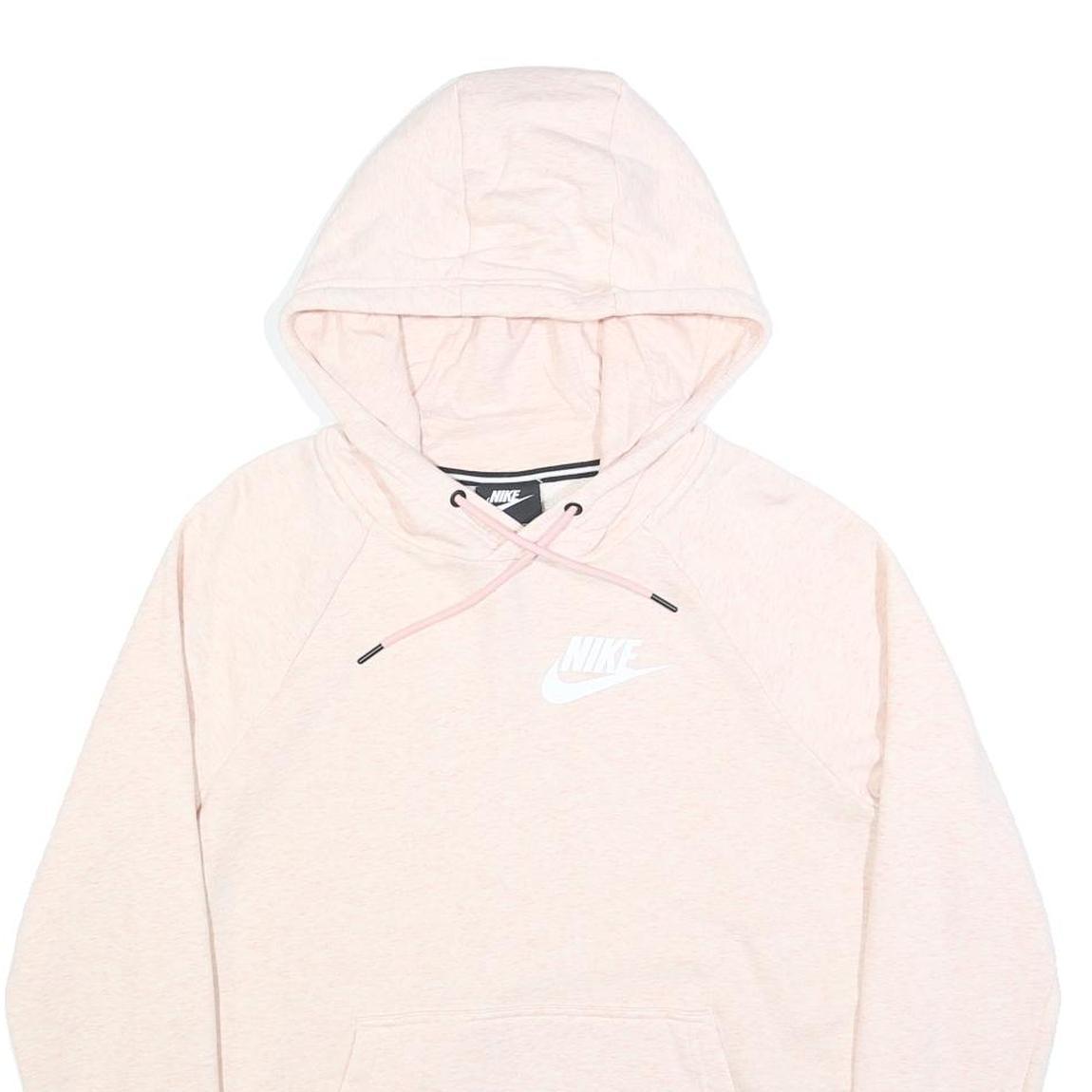 NIKE Womens Pink Hoodie M Cotton Blend Pullover Sports Casual Sweatshirt