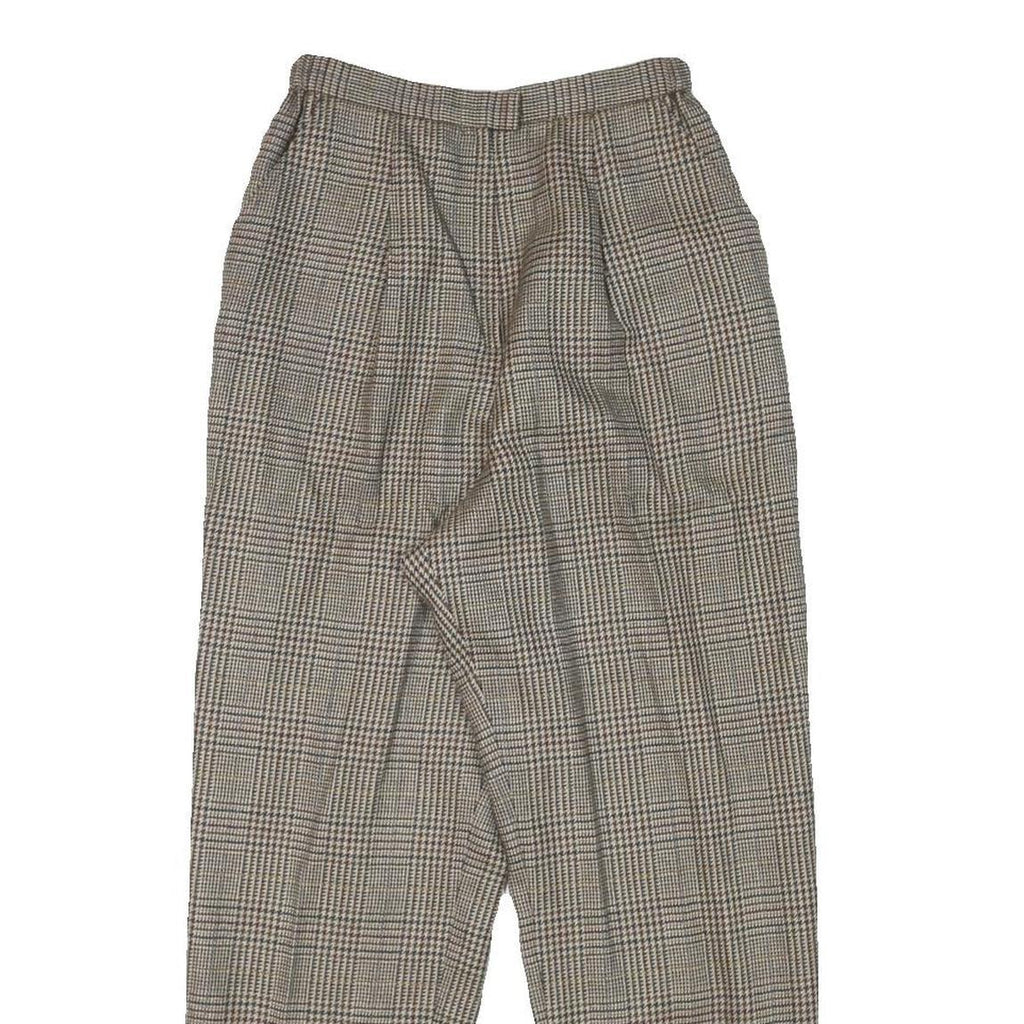 LEILIAM Womens Wool Blend Grey Checked Relaxed Trousers W22 L24
