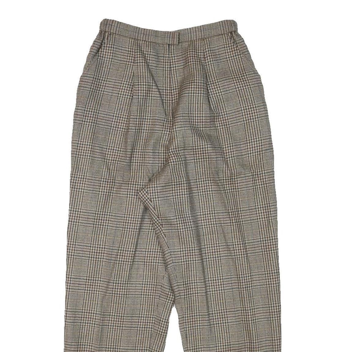 LEILIAM Womens Wool Blend Grey Checked Relaxed Trousers W22 L24