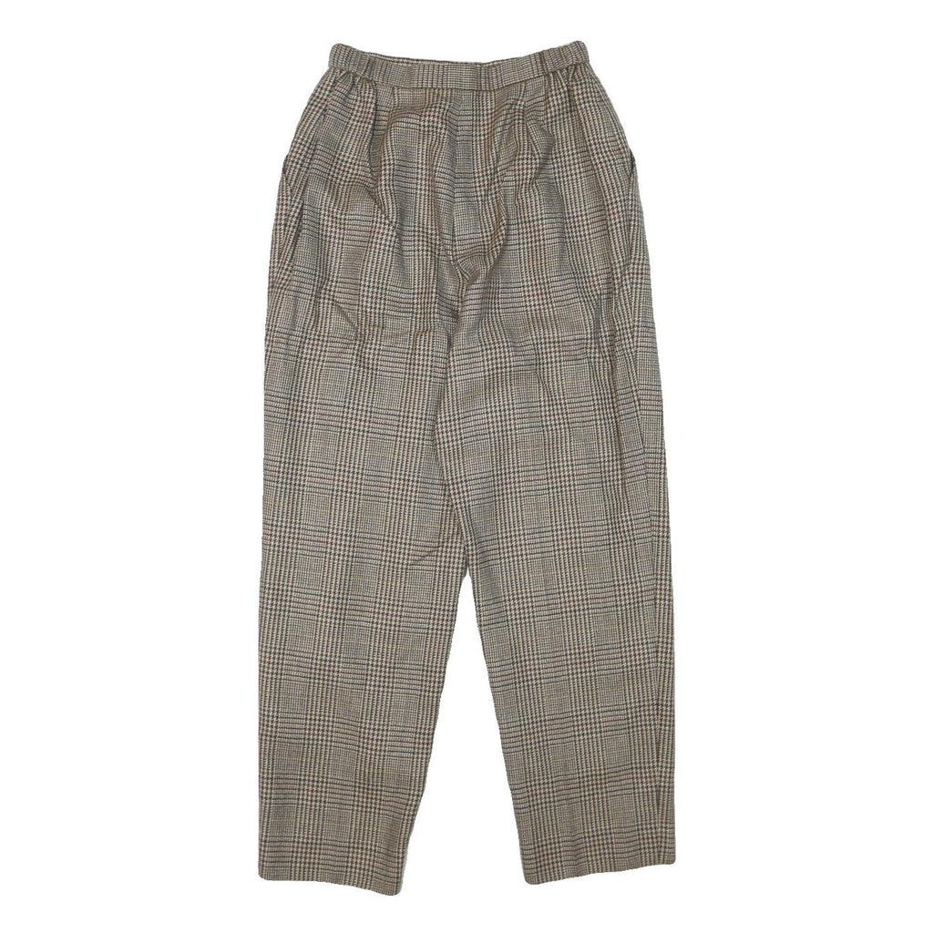 LEILIAM Womens Wool Blend Grey Checked Relaxed Trousers W22 L24