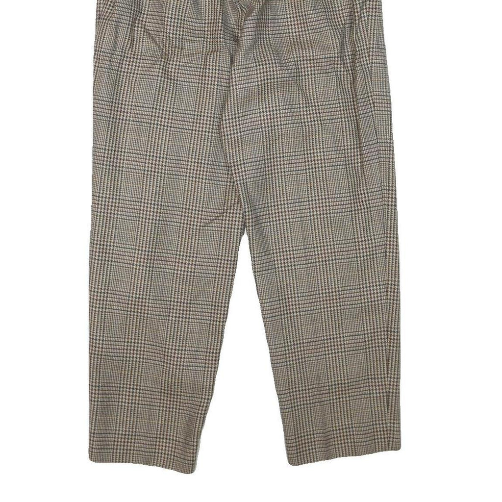 LEILIAM Womens Wool Blend Grey Checked Relaxed Trousers W22 L24