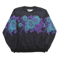 TOP NOTCH Womens Black Blue Purple Floral Patterned Jumper Crew Neck Basic Knit
