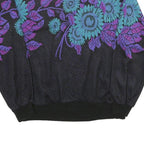 TOP NOTCH Womens Black Blue Purple Floral Patterned Jumper Crew Neck Basic Knit