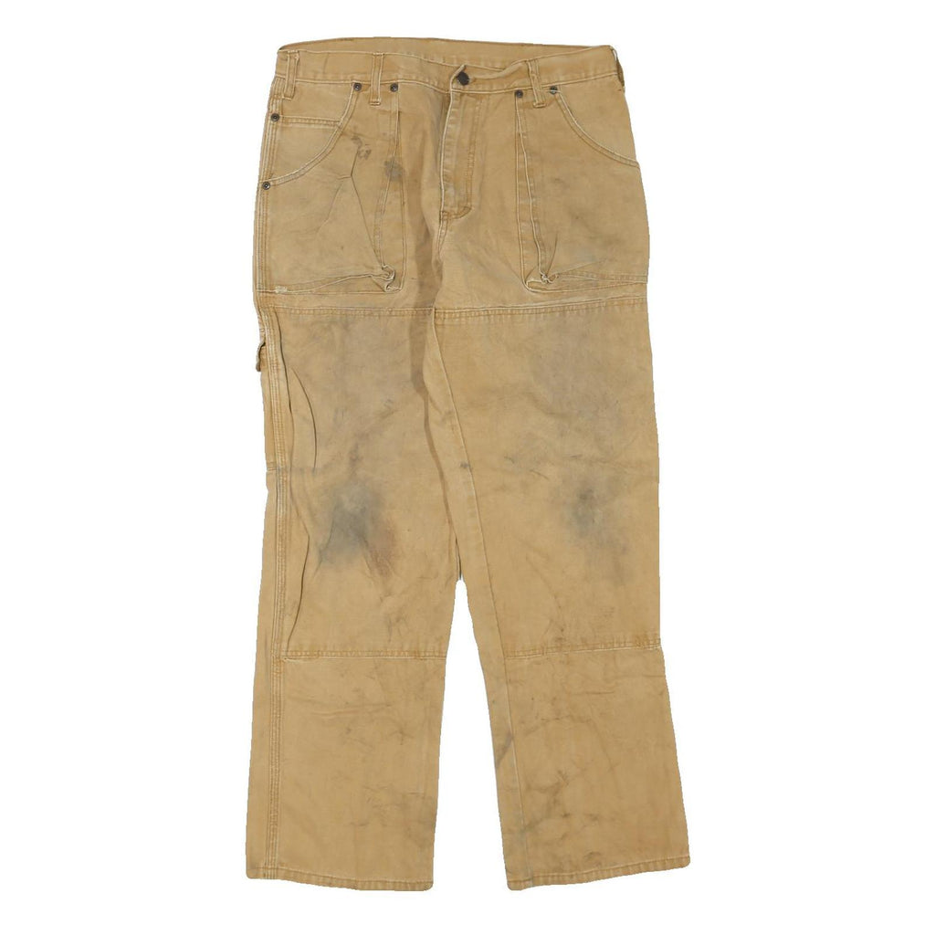 DICKIES Mens Regular Fit Beige Cotton Blend Jeans W32 L30 Workwear Durable Zip
