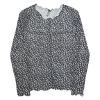 CHICOREE Mesh Womens Printed Top Black Long Sleeve Floral M
