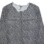 CHICOREE Mesh Womens Printed Top Black Long Sleeve Floral M