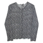 CHICOREE Mesh Womens Printed Top Black Long Sleeve Floral M
