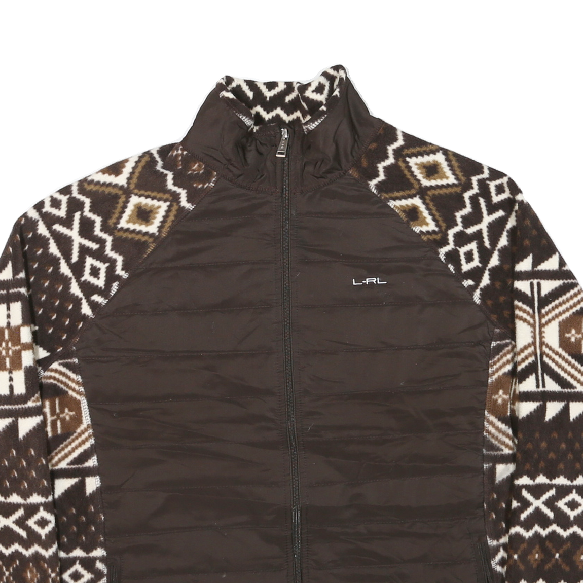 LAUREN RALPH LAUREN Womens Brown & Cream Patterned Polyester Blend Jacket 2XL