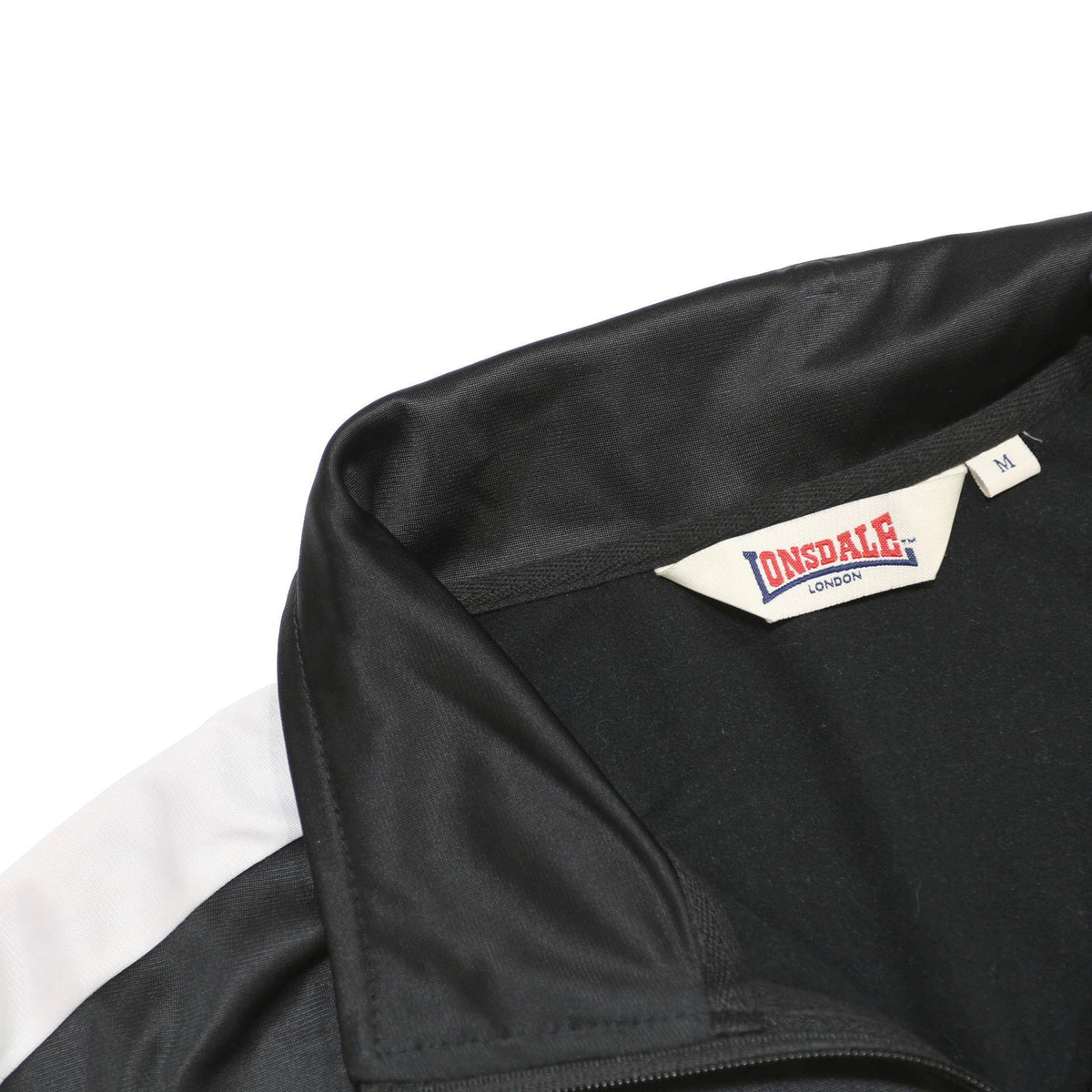LONSDALE Mens Black & White Track Jacket M Polyester Zip Sportswear
