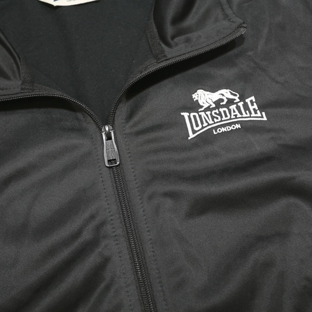 LONSDALE Mens Black & White Track Jacket M Polyester Zip Sportswear