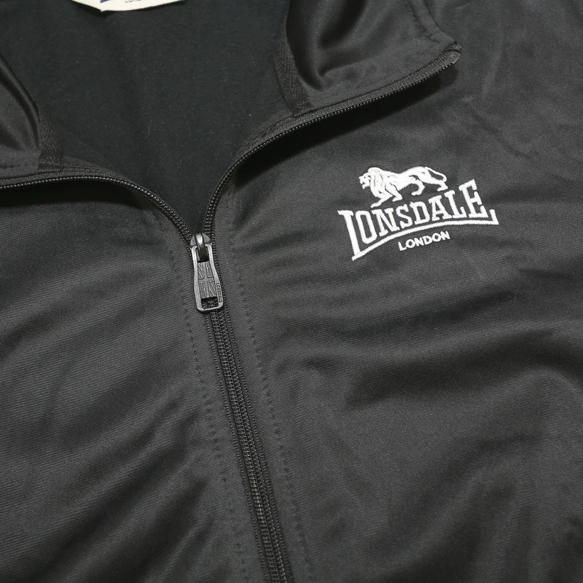 LONSDALE Mens Black & White Track Jacket M Polyester Zip Sportswear