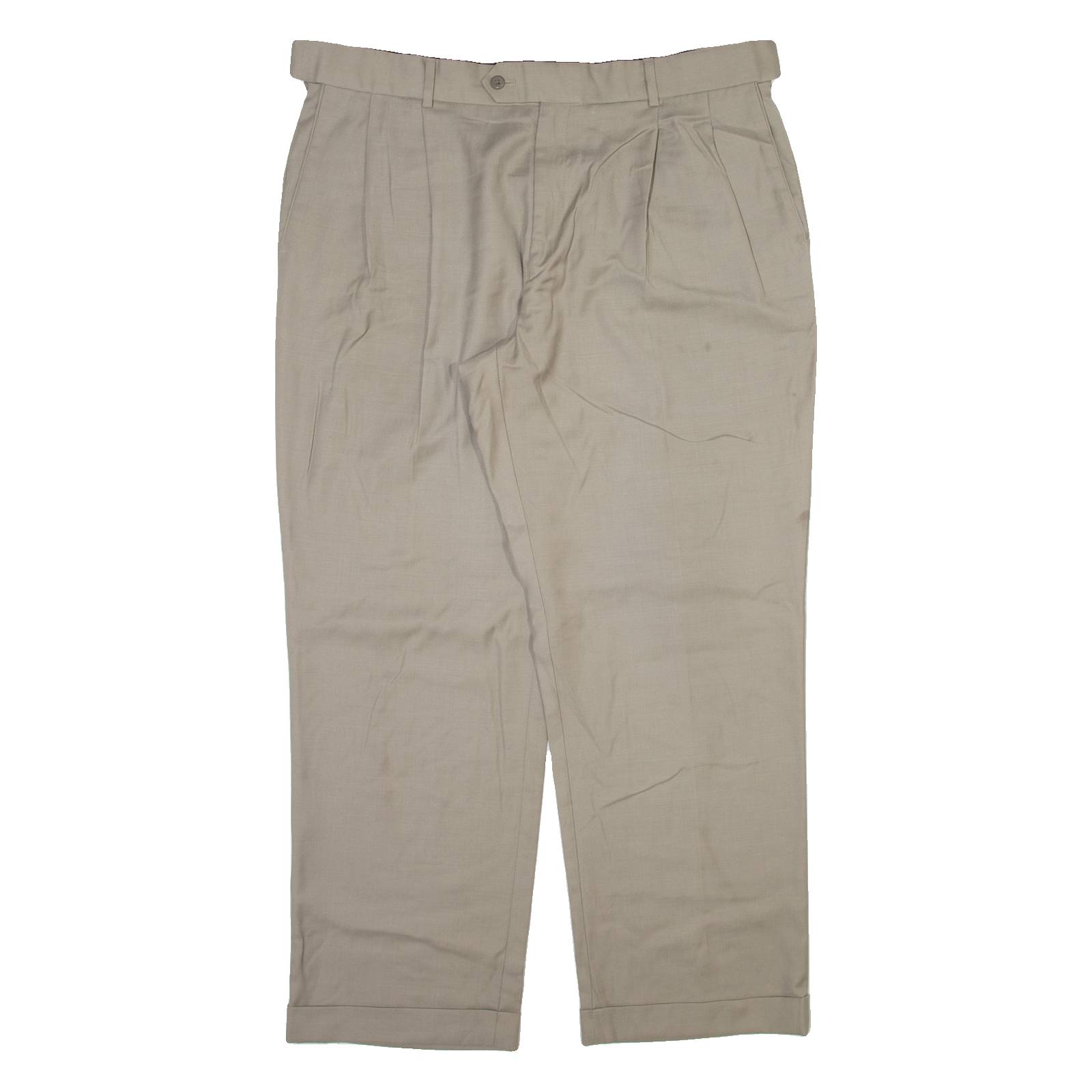 STANFORD Mens Trousers Beige Relaxed Straight Wool W38 L30
