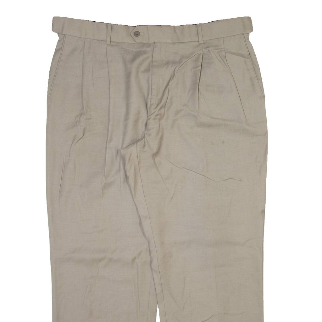STANFORD Mens Trousers Beige Relaxed Straight Wool W38 L30