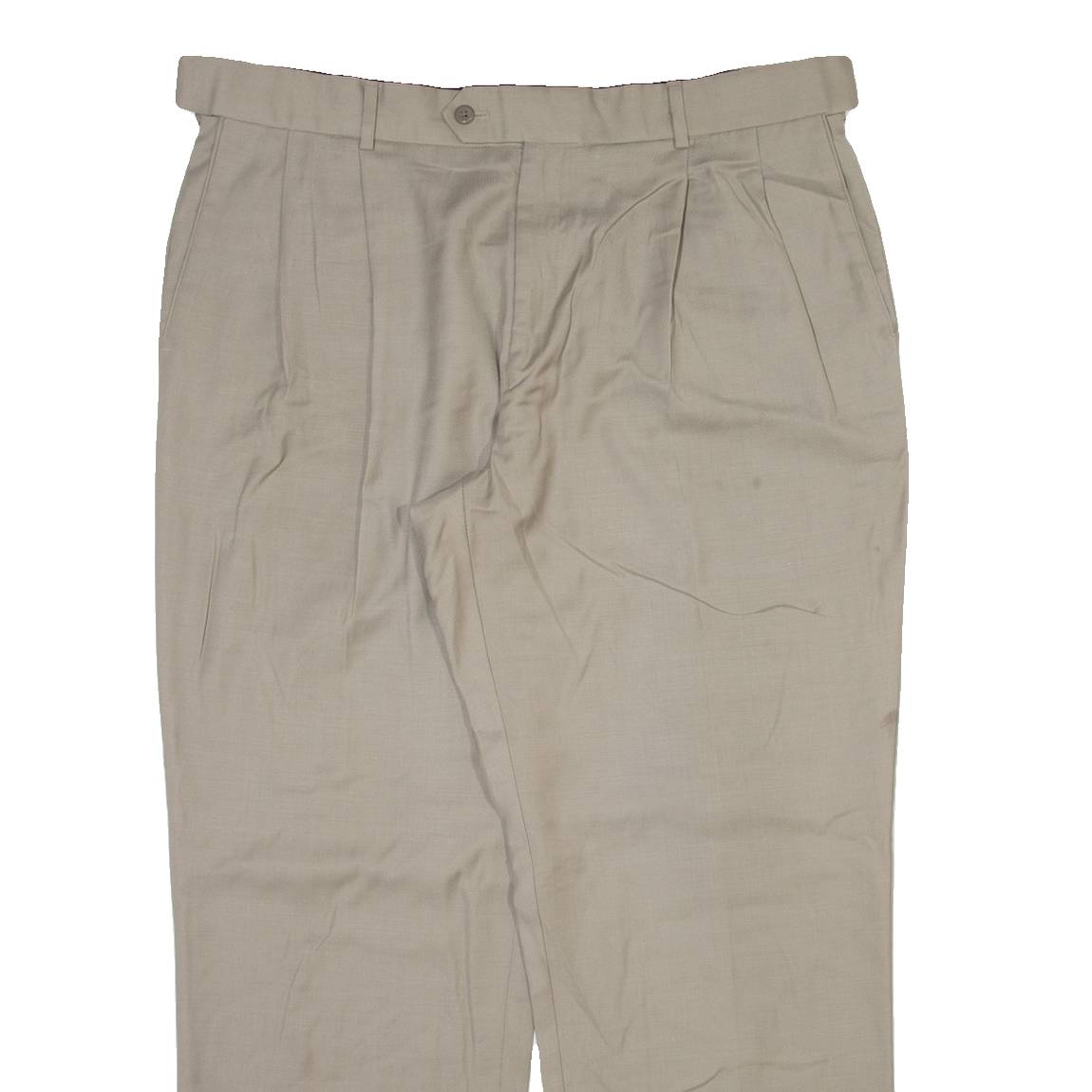 STANFORD Mens Trousers Beige Relaxed Straight Wool W38 L30