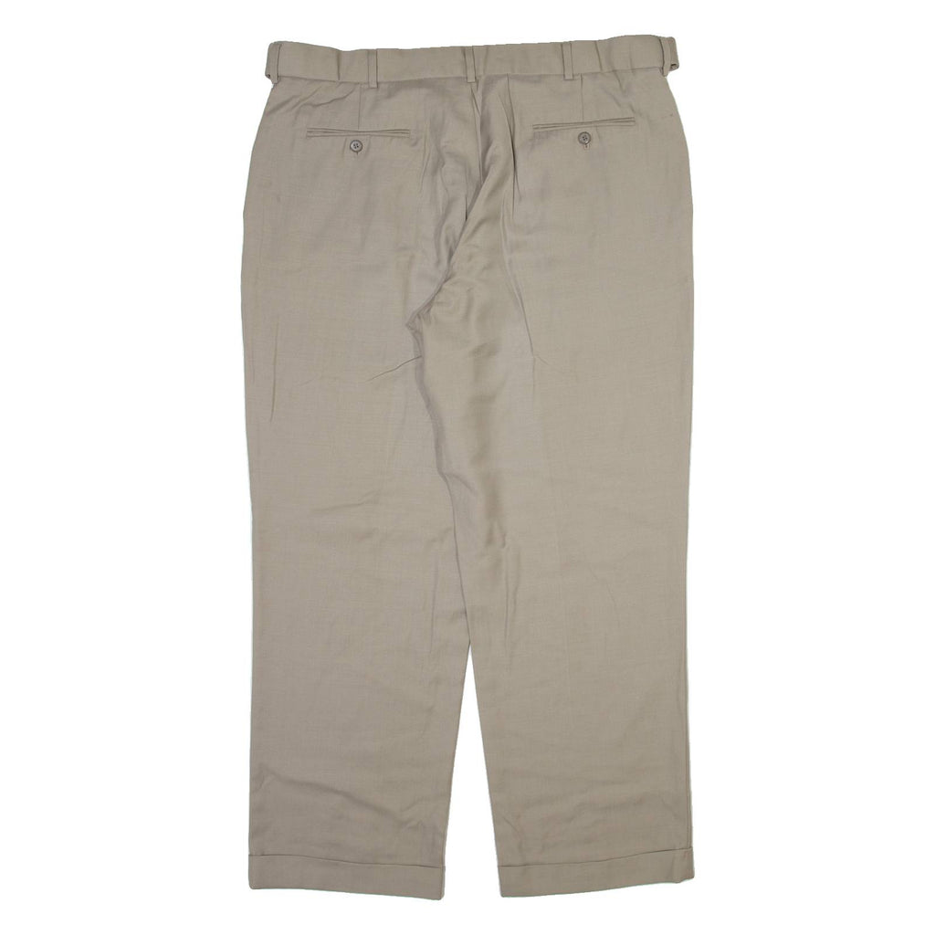 STANFORD Mens Trousers Beige Relaxed Straight Wool W38 L30