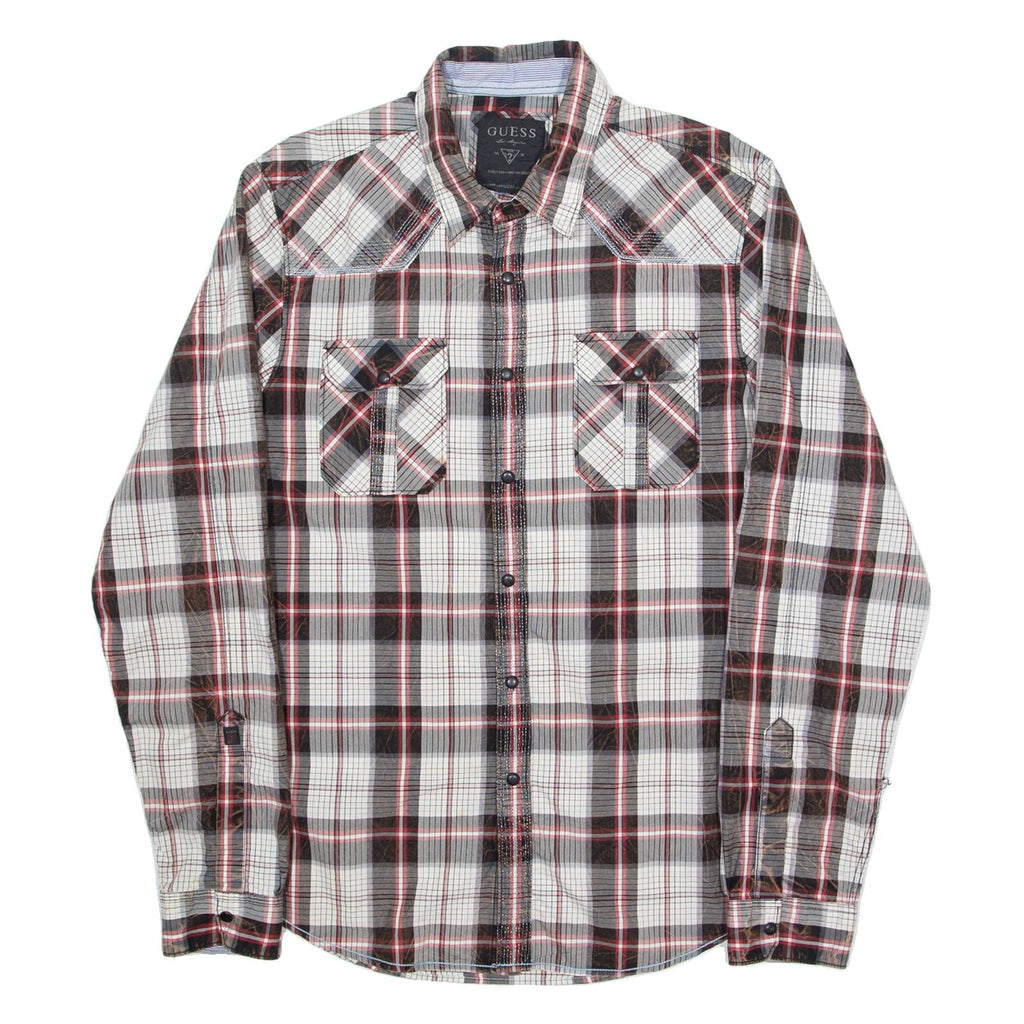 GUESS Mens Shirt Red Check Long Sleeve M