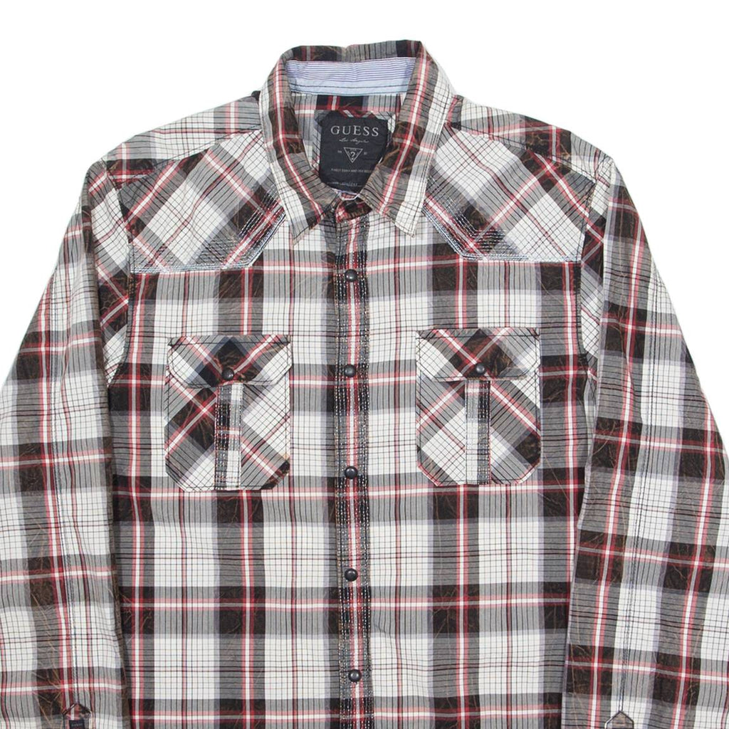 GUESS Mens Shirt Red Check Long Sleeve M