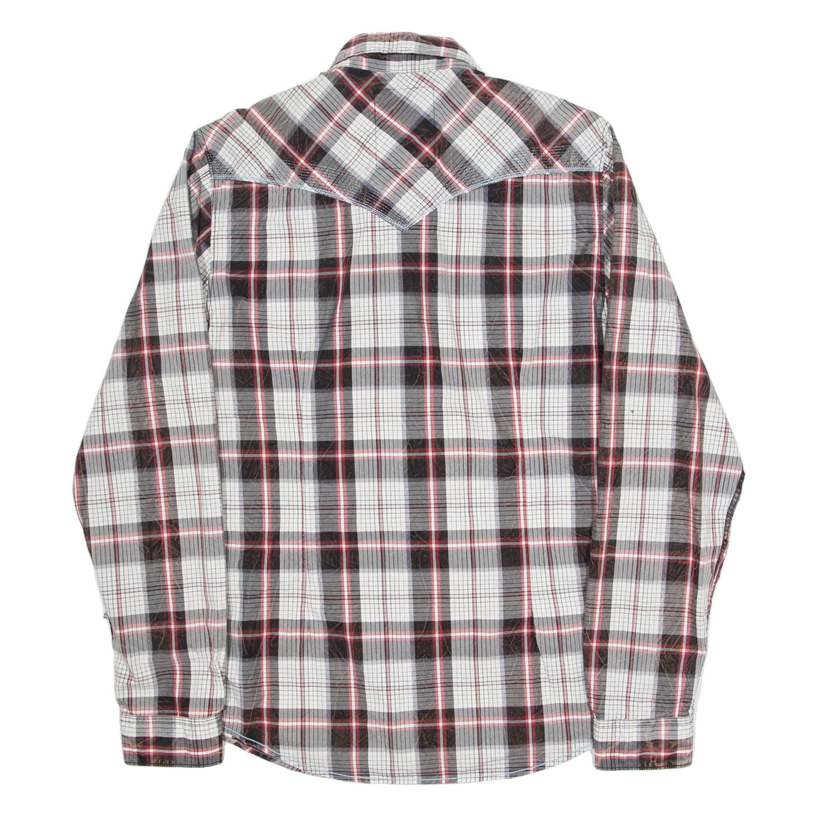 GUESS Mens Shirt Red Check Long Sleeve M