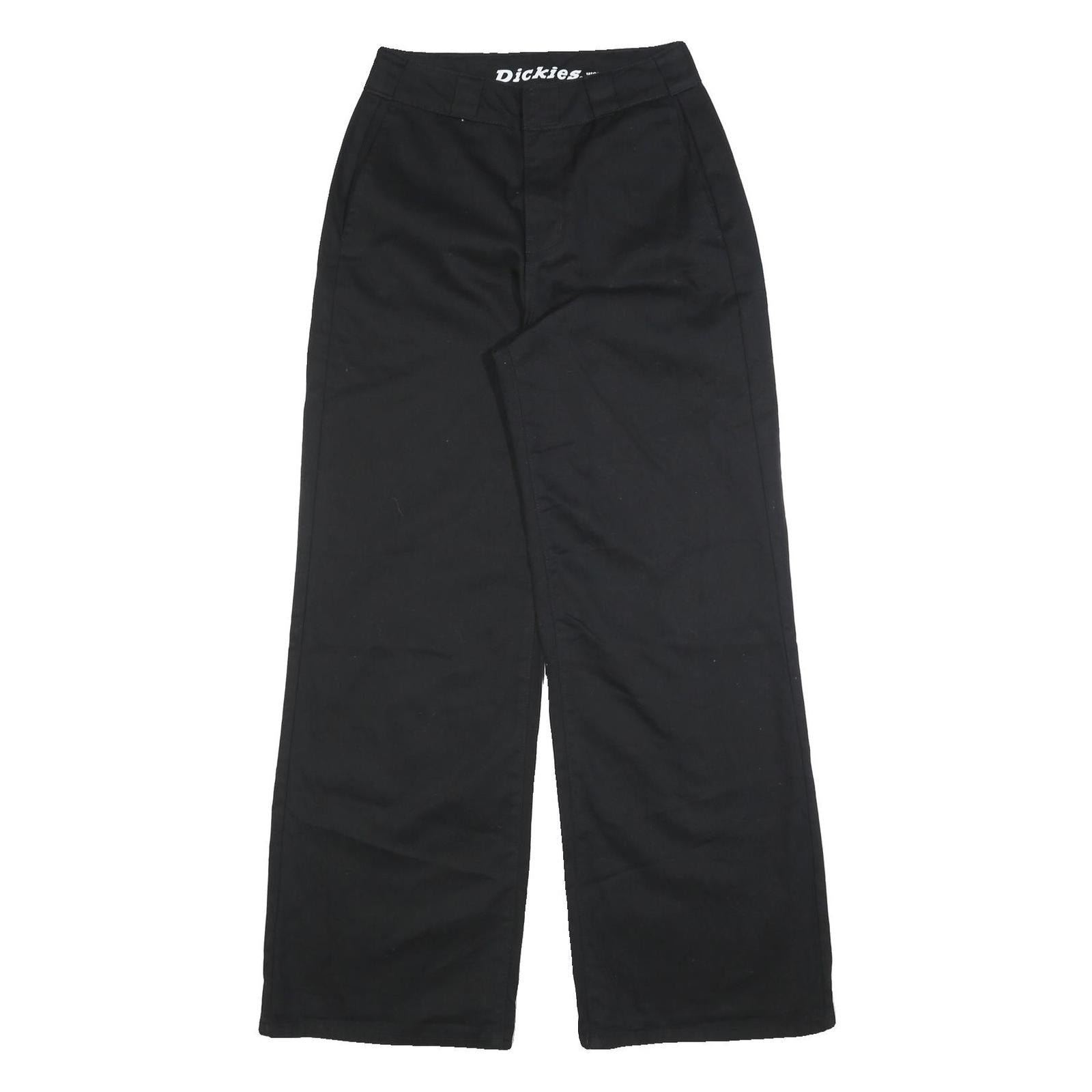 DICKIES Womens Black Cotton Blend Loose Straight Trousers W27 L32 Workwear Zip