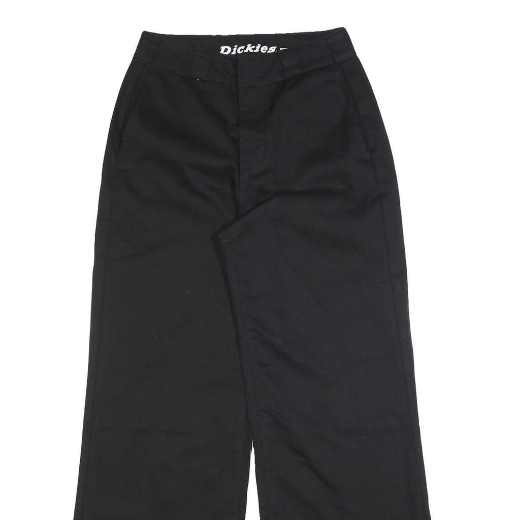 DICKIES Womens Black Cotton Blend Loose Straight Trousers W27 L32 Workwear Zip