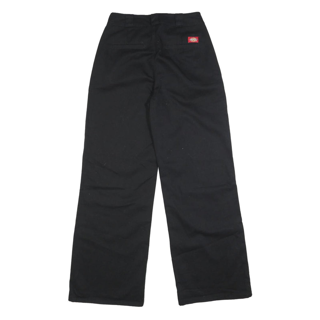 DICKIES Womens Black Cotton Blend Loose Straight Trousers W27 L32 Workwear Zip
