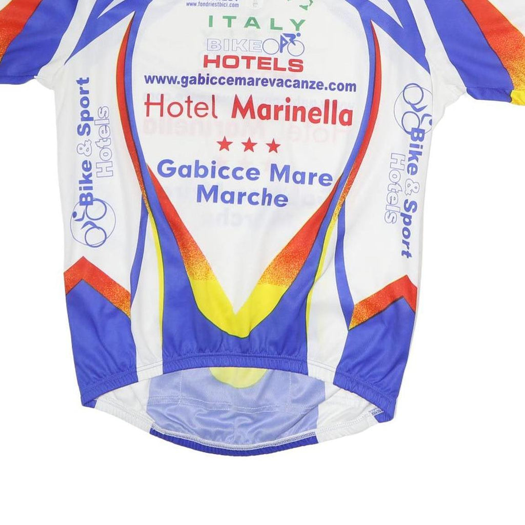 Mens White Blue & Red Graphic Cycling Jersey XL Short Sleeve 1/4 Zip