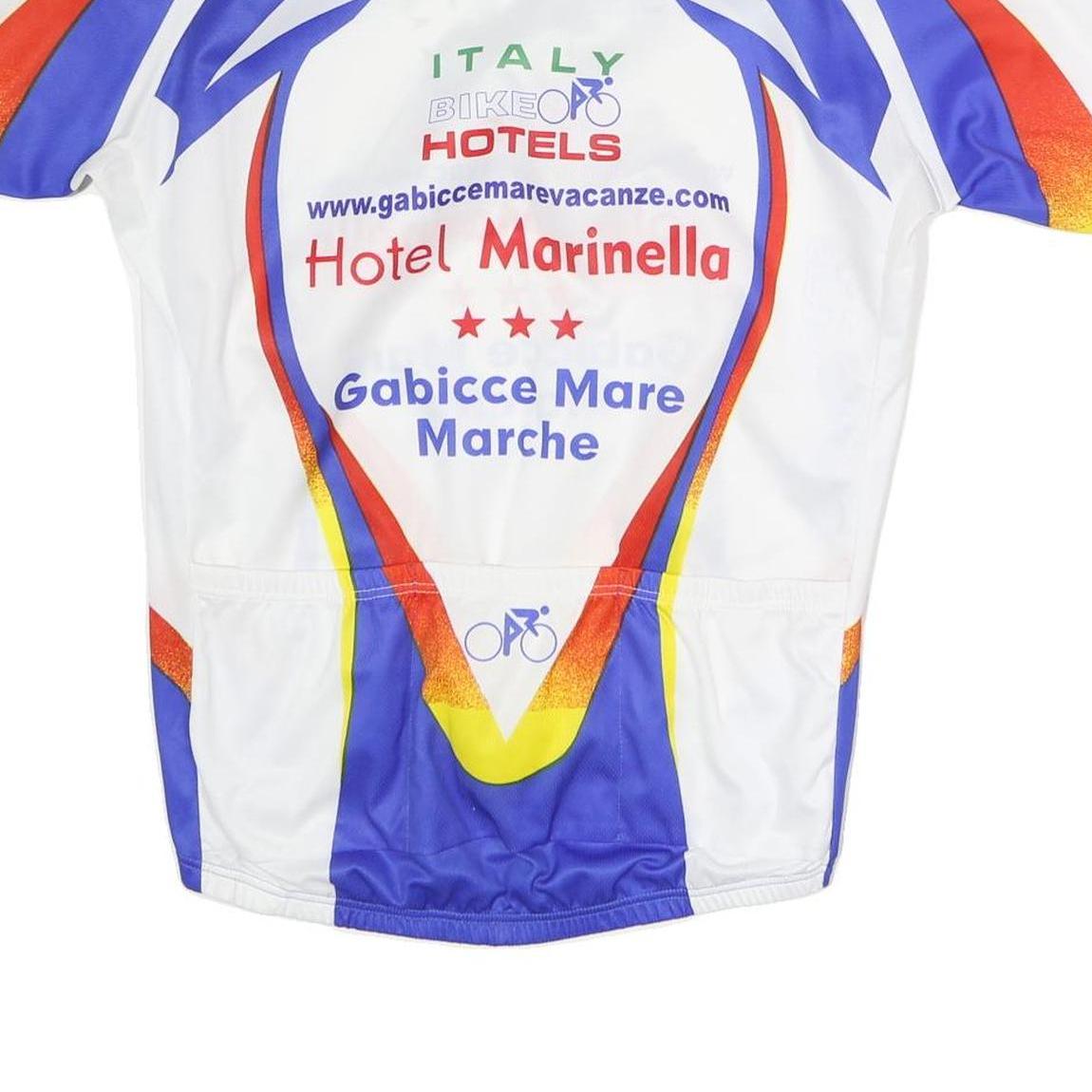 Mens White Blue & Red Graphic Cycling Jersey XL Short Sleeve 1/4 Zip