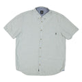 VANS Mens Light Blue Plain Cotton Blend Short Sleeve Shirt L Casual Button Down