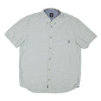 VANS Mens Light Blue Plain Cotton Blend Short Sleeve Shirt L Casual Button Down
