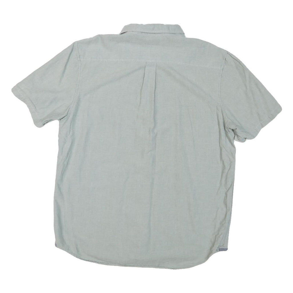 VANS Mens Light Blue Plain Cotton Blend Short Sleeve Shirt L Casual Button Down