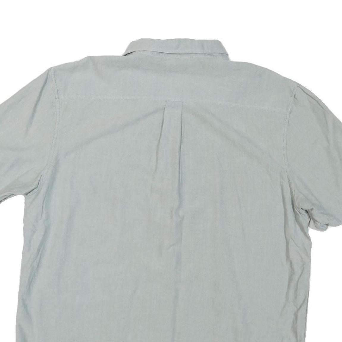 VANS Mens Light Blue Plain Cotton Blend Short Sleeve Shirt L Casual Button Down