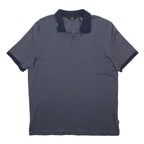 CALVIN KLEIN Mens Blue Cotton Blend Polo Shirt M Short Sleeve Button Plain