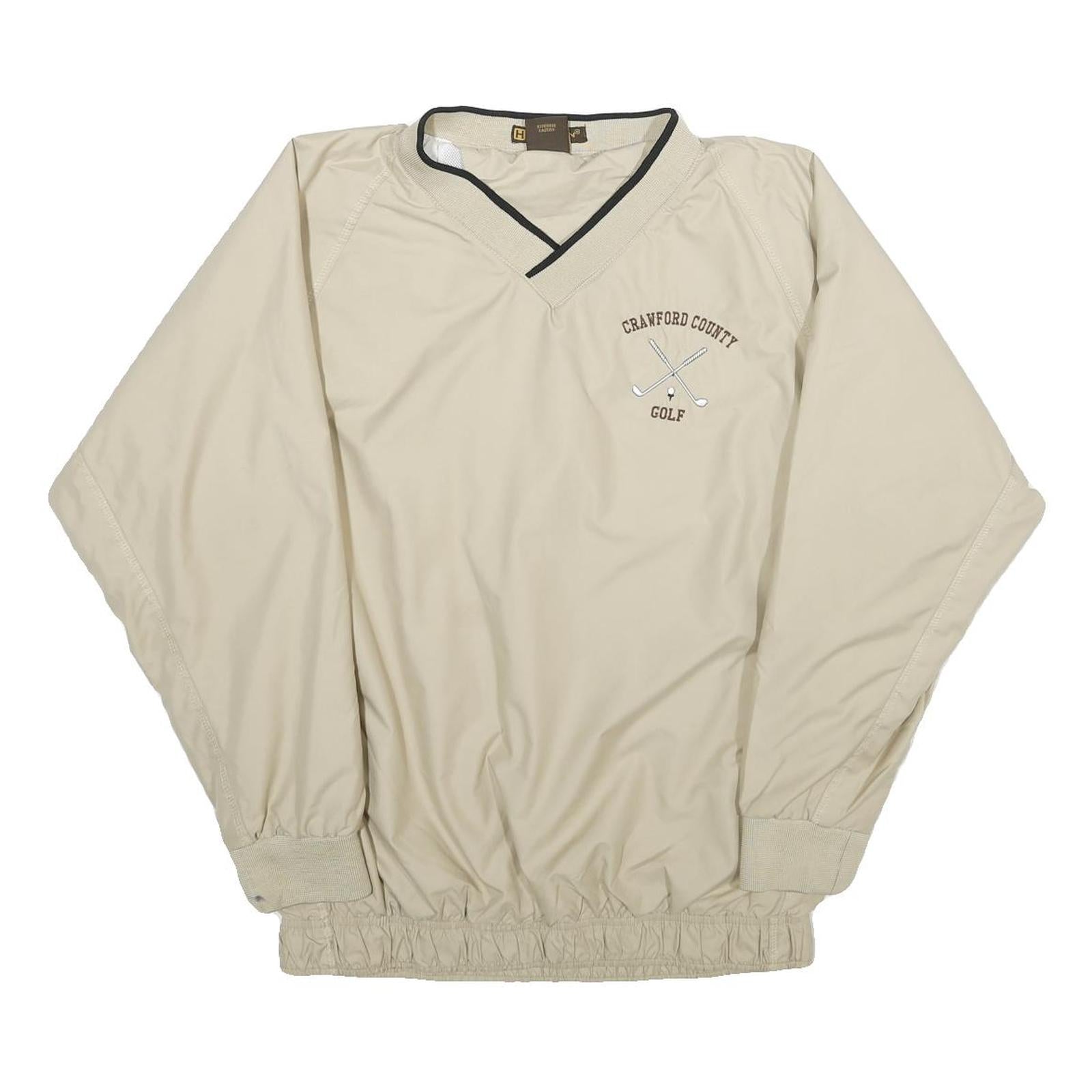 HARRITON Mens Beige Crawford County Golf V-Neck S Polyester Sweatshirt Pullover